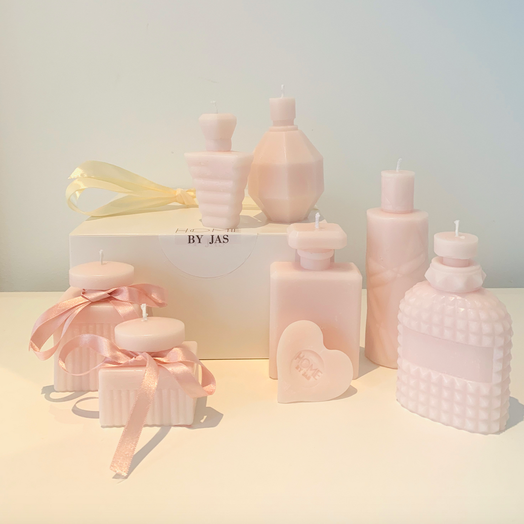 BOTTLE CANDLES GIFTSET IN NUDE ROSE