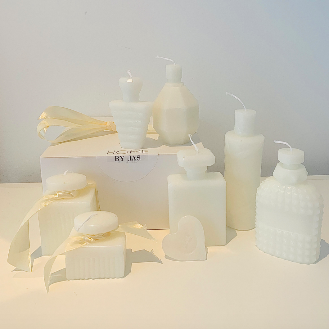 BOTTLE  CANDLES GIFT SET IN CREAM
